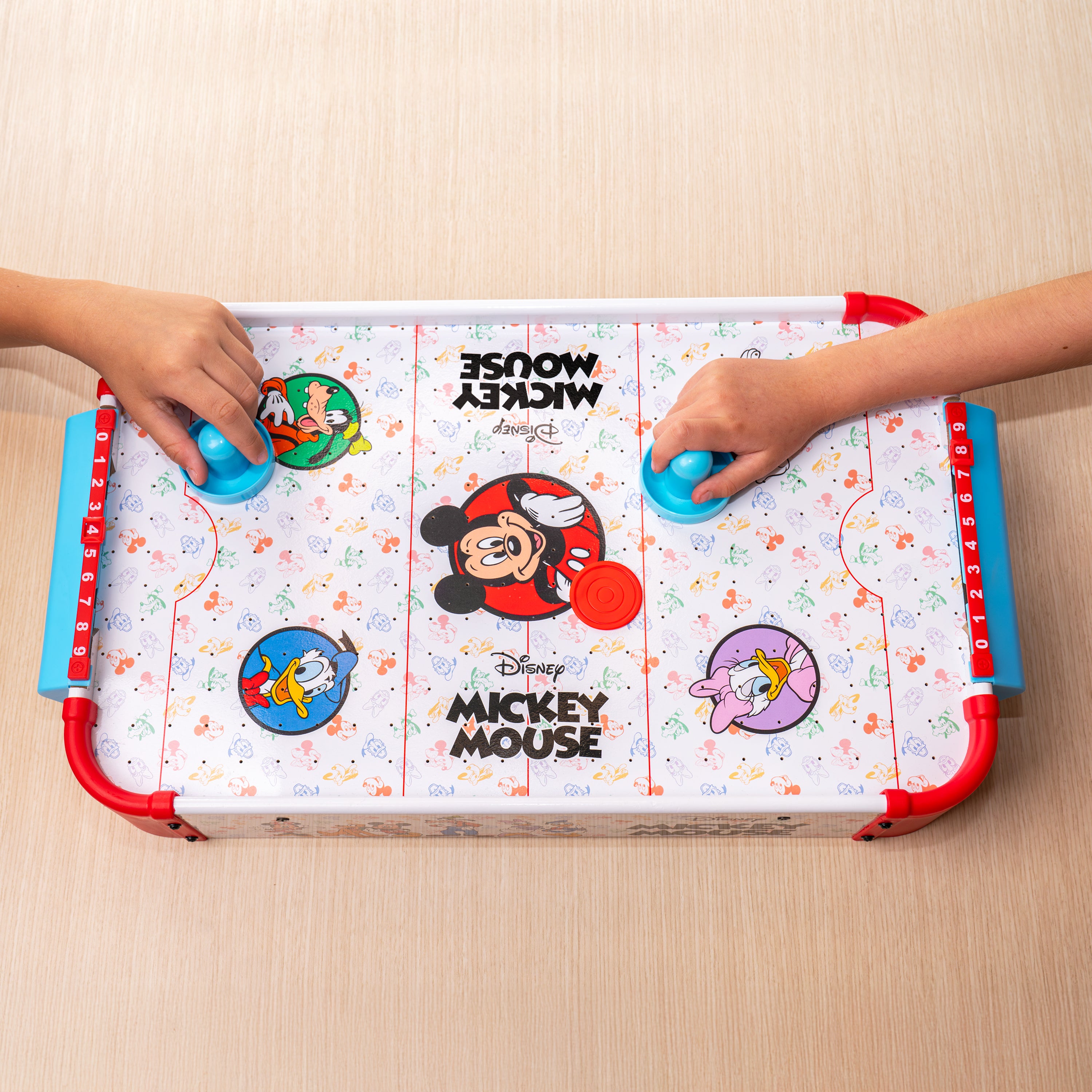 Disney Mickey Mouse Electronic Wooden Tabletop Air Hockey