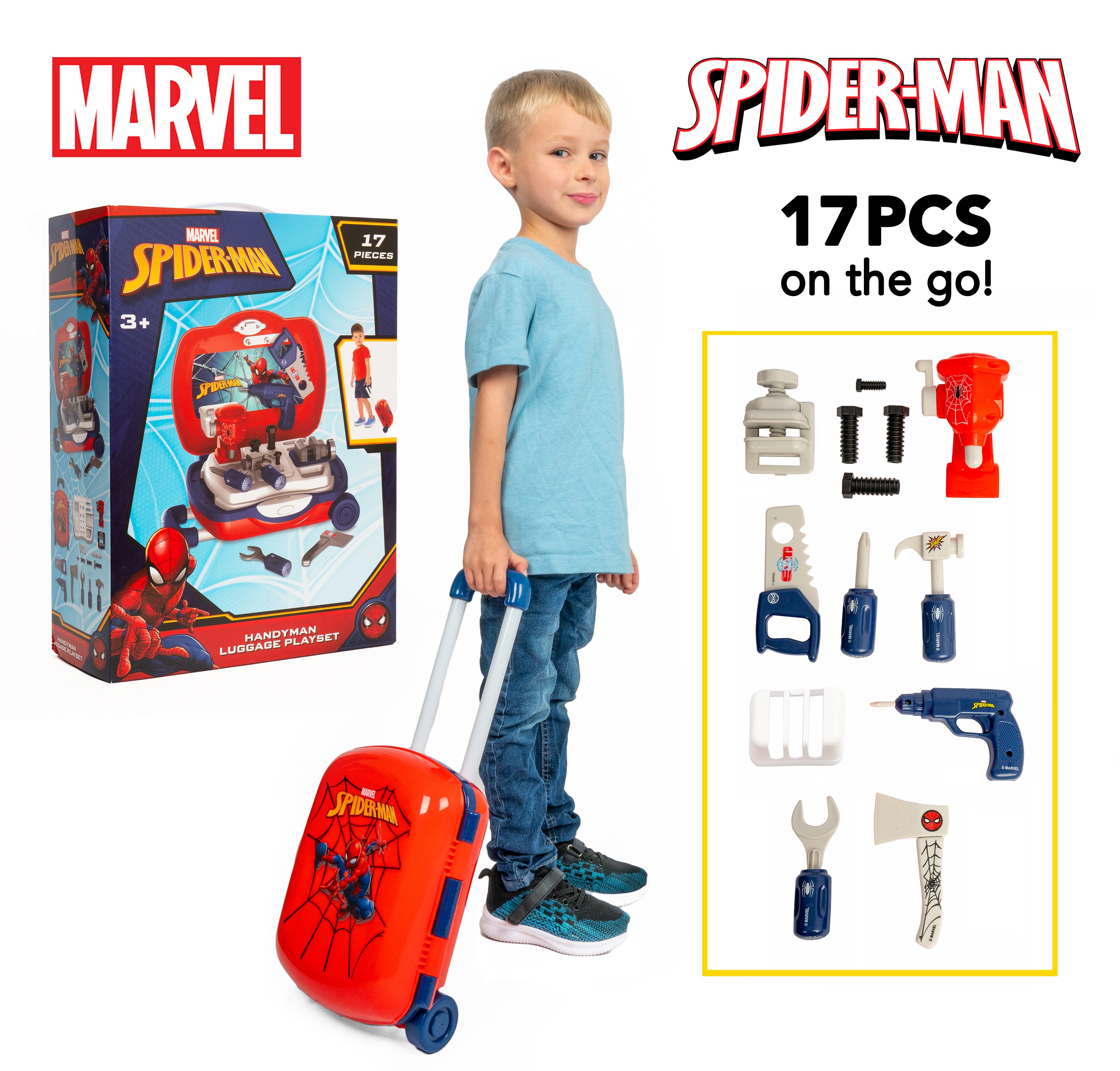 Spider-Man Handyman Luggage 17 Piece Tool Set