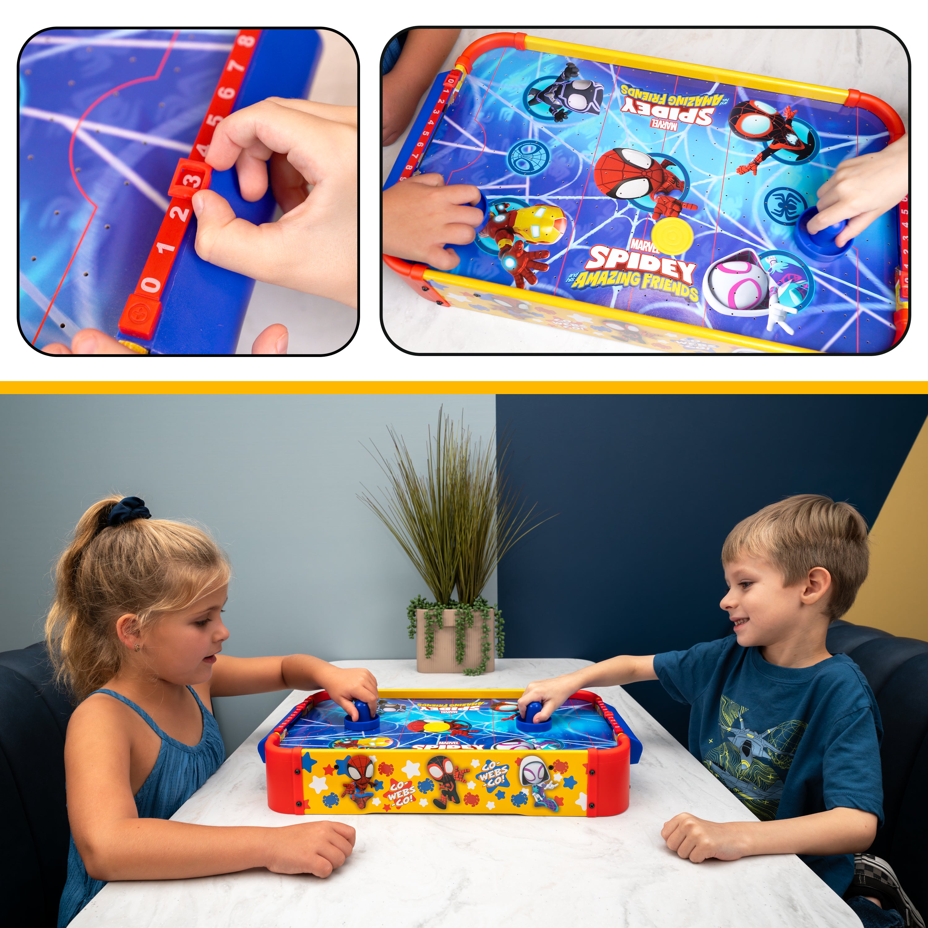 Spidey and His Amazing Friends Electronic Wooden Tabletop Air Hockey