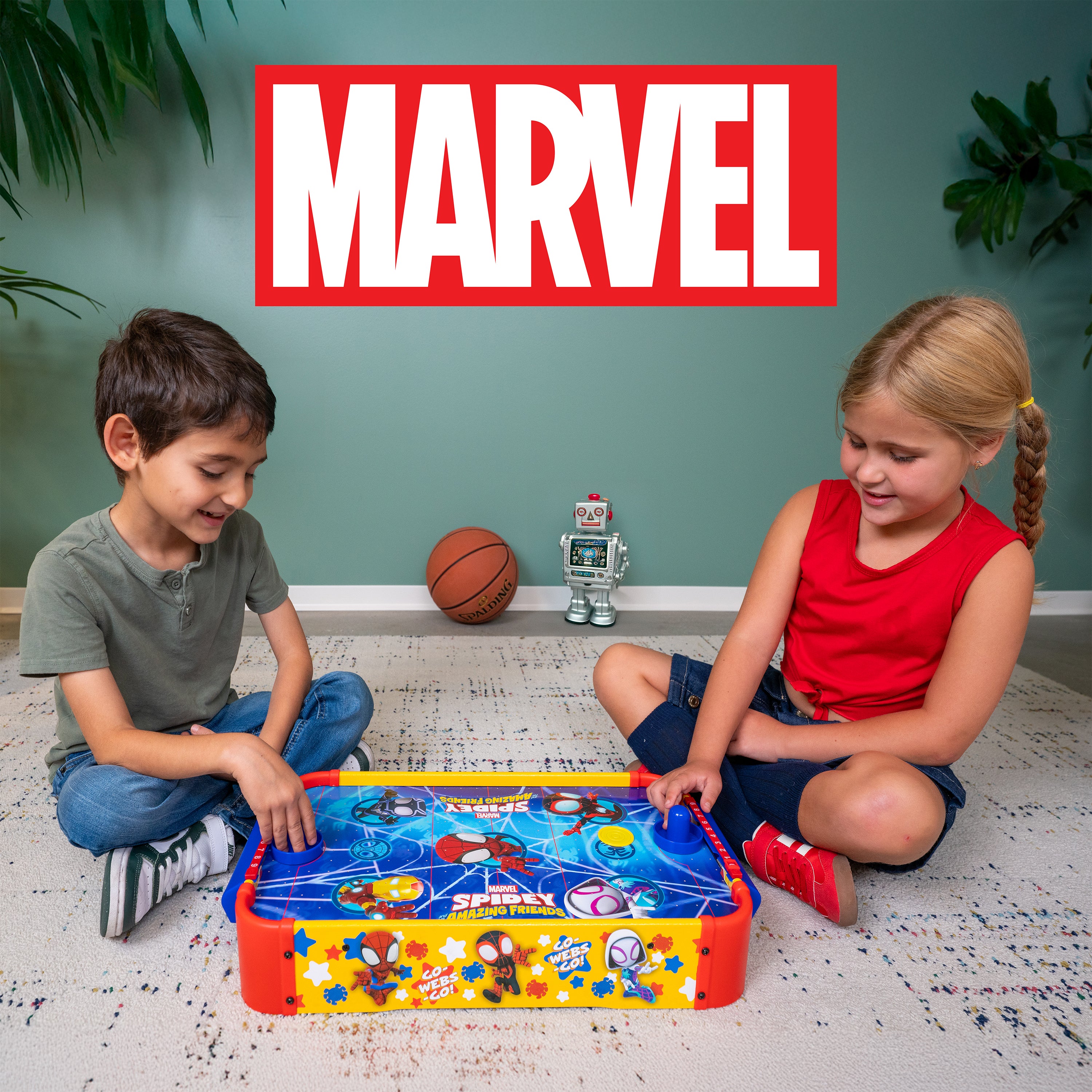 Spidey and His Amazing Friends Electronic Wooden Tabletop Air Hockey