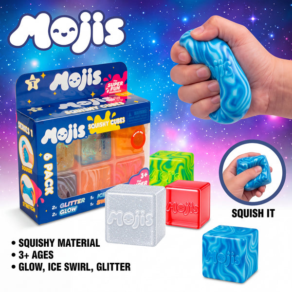 Mojis Glitter Ice Swirls Glow Squishes 6pack