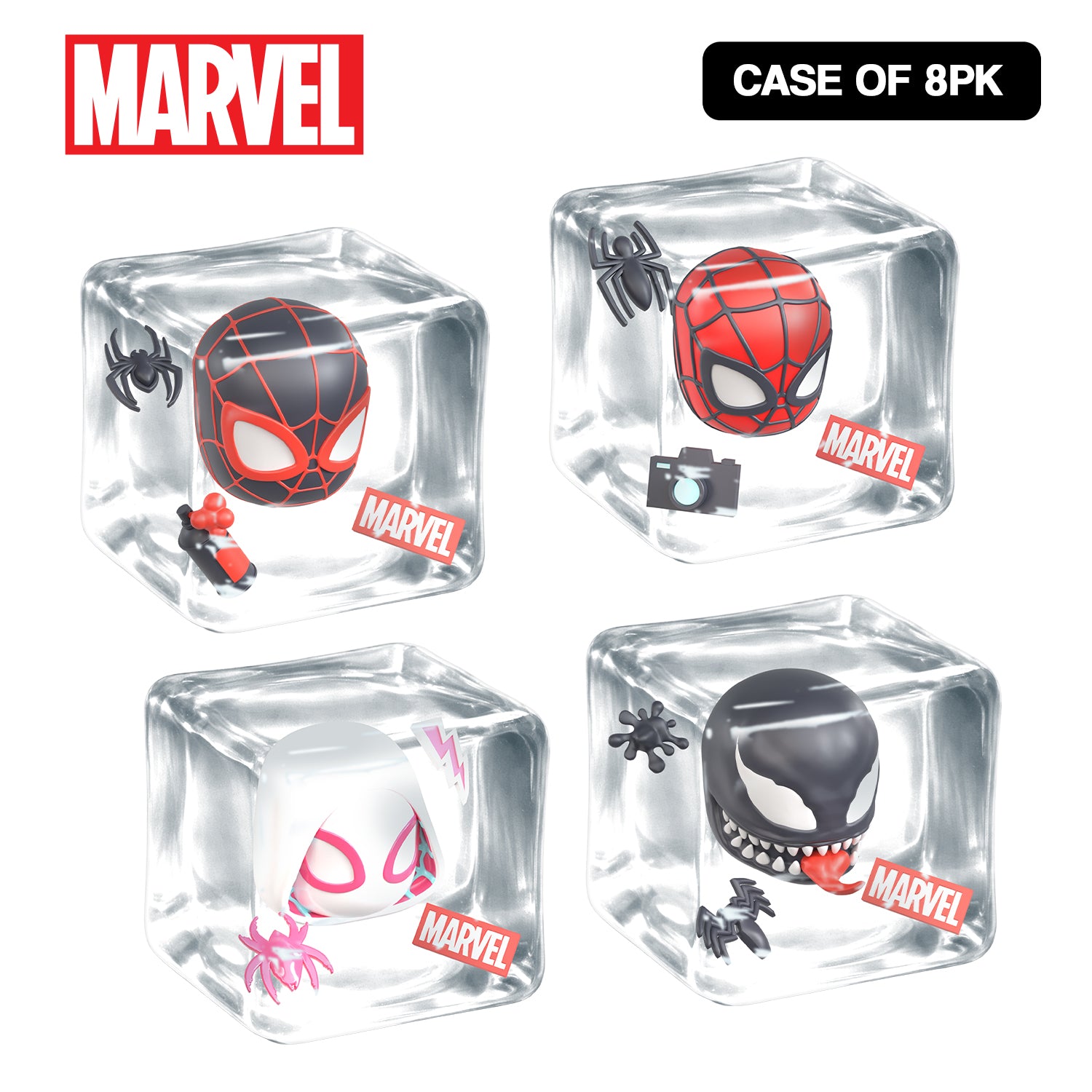 8Pk MOJIS Marvel Spider-Man Miles Morales Ghost Spider and Venom Ice Cube Squishy