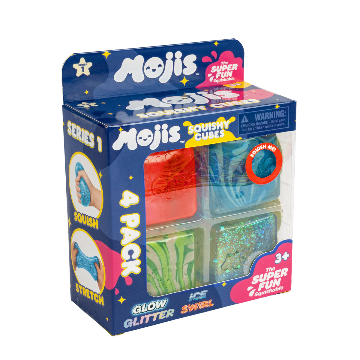 4Pk Mojis Glitter Ice Swirls Glow Squishes