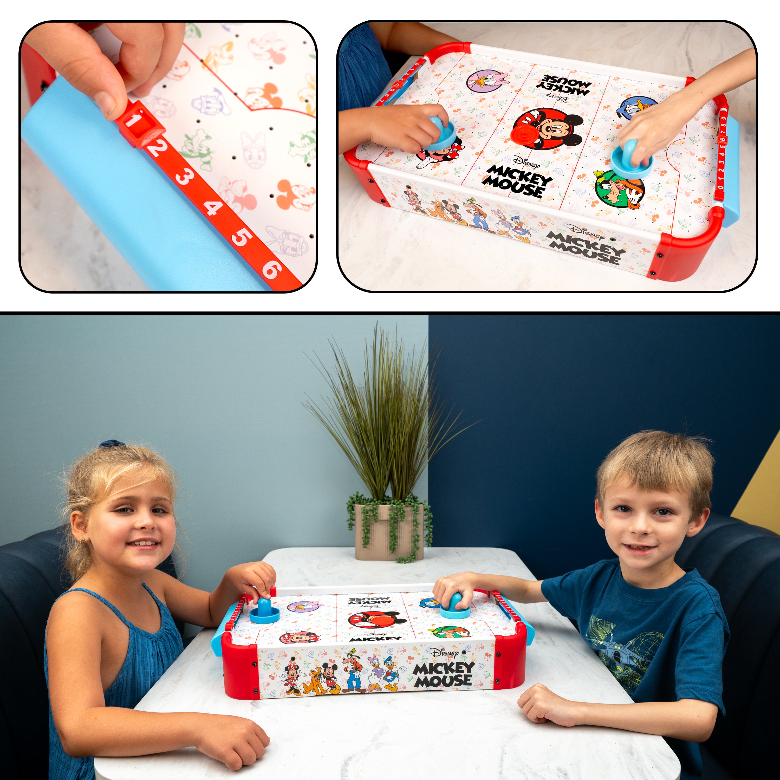 Disney Mickey Mouse Electronic Wooden Tabletop Air Hockey