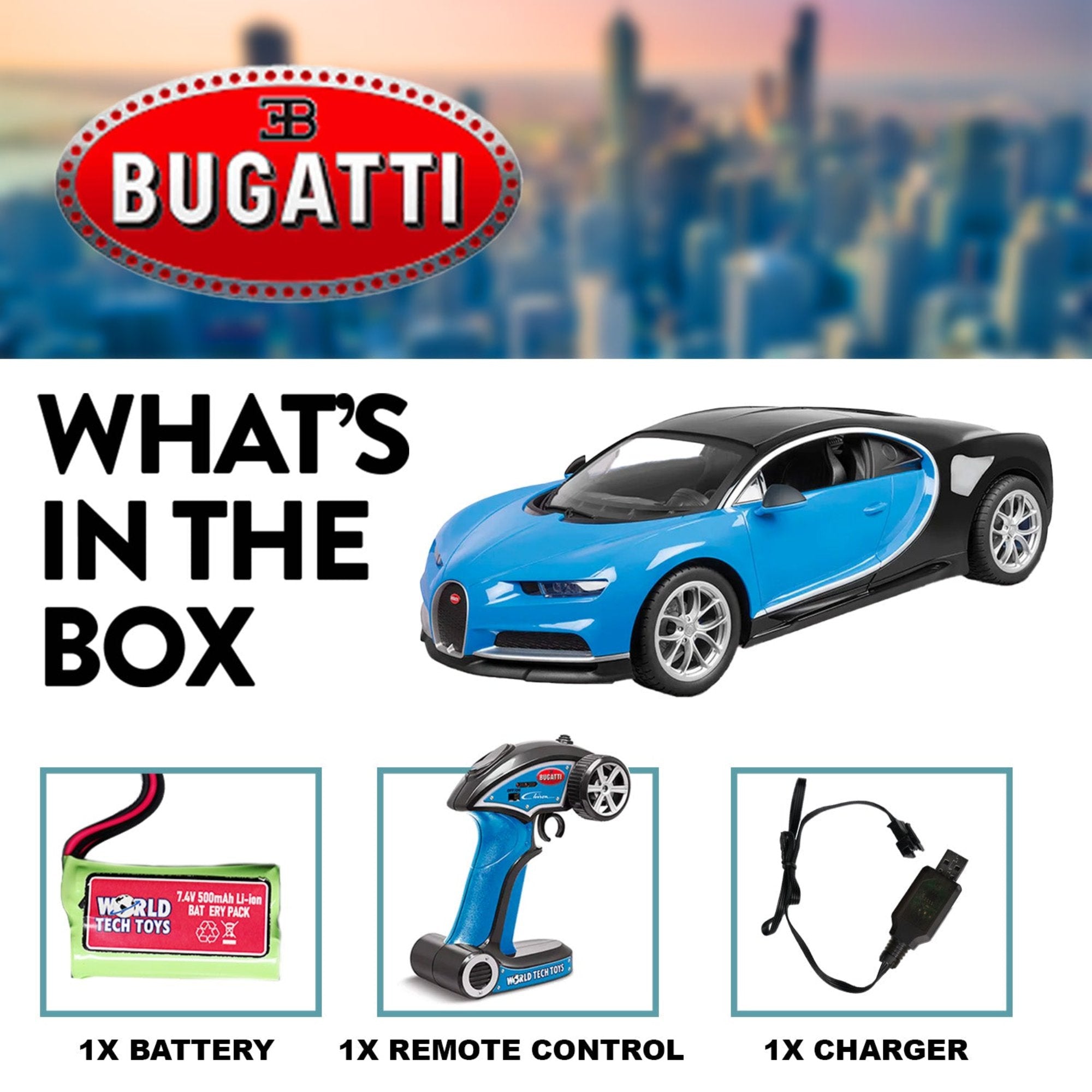 1:10 Bugatti Chiron RTR Electric 2.4Ghz RC Car - - Comes with Rechargeable Battery