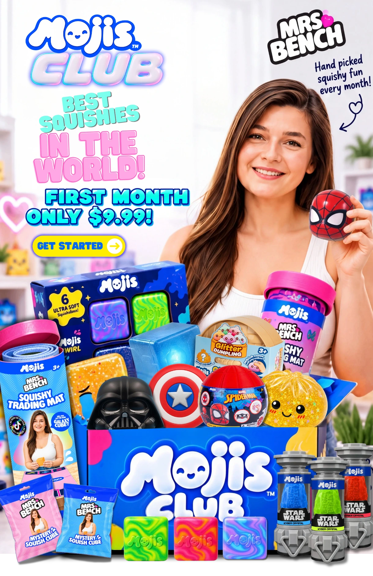 Mojis Club: Best Squishies in the World. Mrs. Bench presents Mojis and licensed collectibles. Get started; your first month is only $9.99.